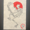 Skeleton and grave stone -Original Art by John Biswell
